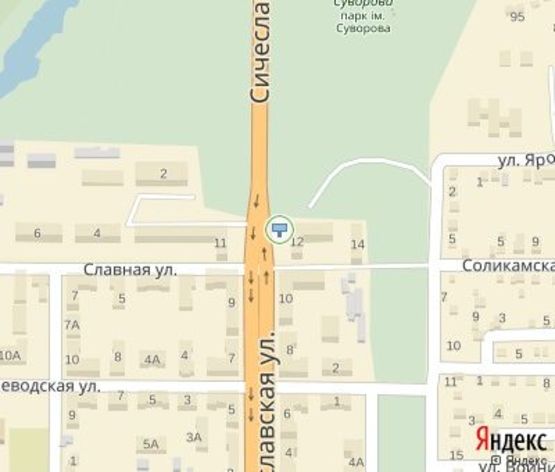 Схема рекламной плоскости по адресу Сичеславская ул., 12 - Славная ул., (кольцевая троллейбуса, "Приват Банк"), дв-е к КРЕСу