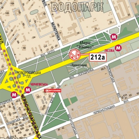 Схема рекламної площини за адресою Броварской просп. (ст. м.  Лесная, парк Киото, Автостанция Дарица) по направлению в город