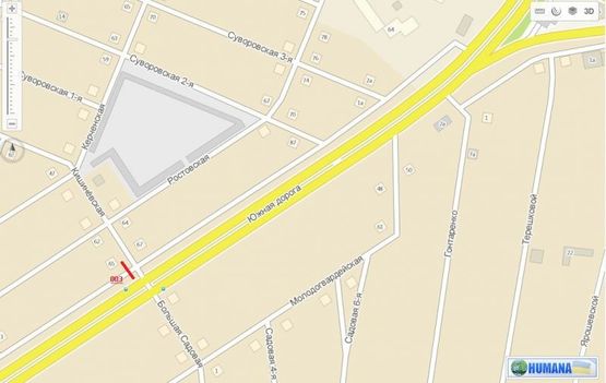 Схема рекламної площини за адресою Южная дорога, 65 - ул. Кишиневская