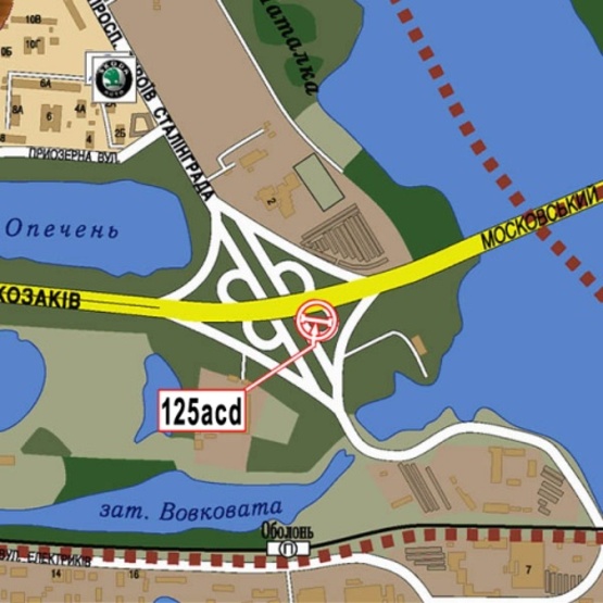 Схема рекламної площини за адресою Героев Сталинграда просп. - Московский мост (АЗС "Лукойл", сьезд с ул.Набережно-Рыбальской на просп. Героев Сталинграда)