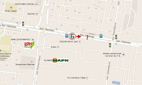 Схема рекламной плоскости по адресу Наукова, 12-14 (від клубу Мі100 до вул. Стрийської)