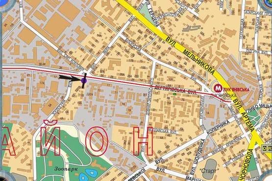 Схема рекламної площини за адресою ул.Дегтяревская,15,ул.Зоологическая на ст.м.Лукьяновка (на светофоре)