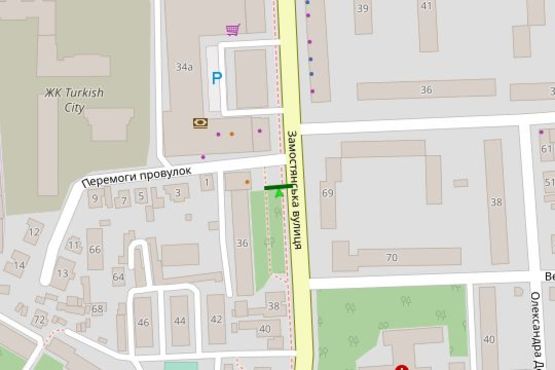 Схема рекламной плоскости по адресу Замостянська вул. (50-річчя Перемоги бульв.), 36