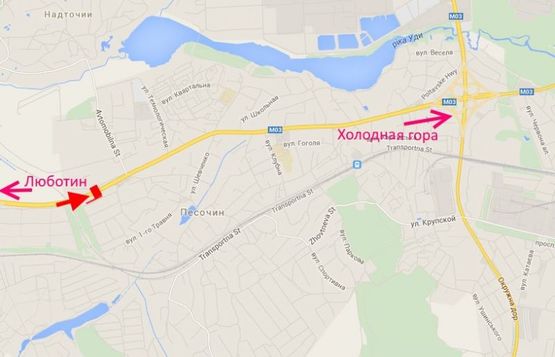 Схема рекламної площини за адресою Эстакада4-пос.Песочин-въезд в город со ст.трассы Киев-Харьков-Довжанский