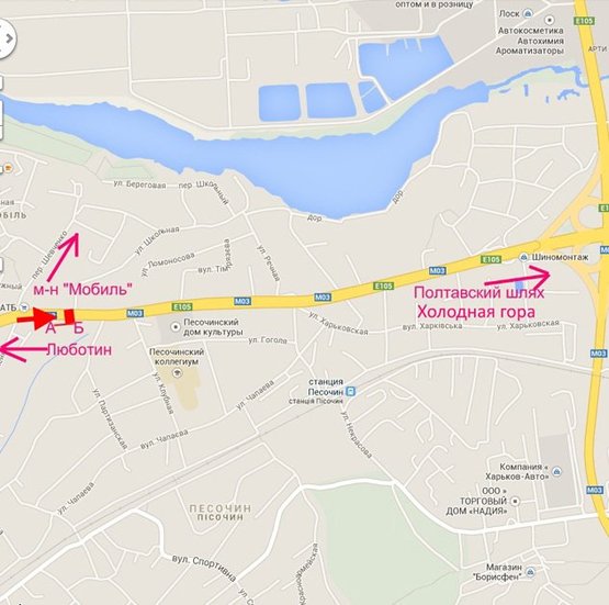 Схема рекламной плоскости по адресу Полтавский шлях-пос.Песочин-ул.Школьная,в центр