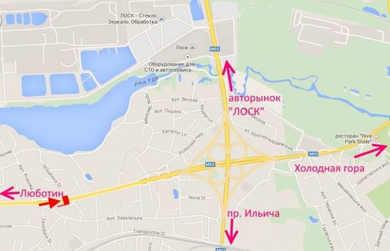 Схема рекламной плоскости по адресу Полтавский шлях-ул.Шляхова,в центр