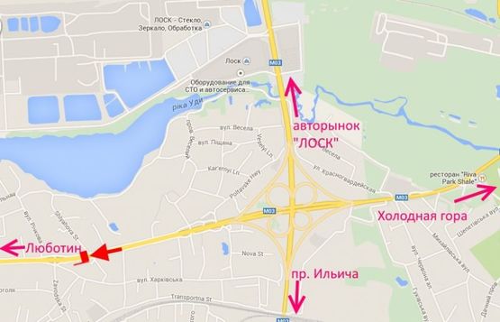 Схема рекламной плоскости по адресу Полтавский шлях-ул.Шляхова,из центра