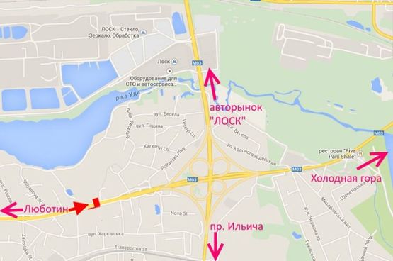 Схема рекламной плоскости по адресу Полтавский шлях-въезд Котовского, в центр