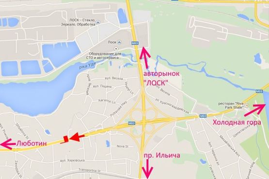 Схема рекламной плоскости по адресу Полтавский шлях-въезд Котовского, из центра