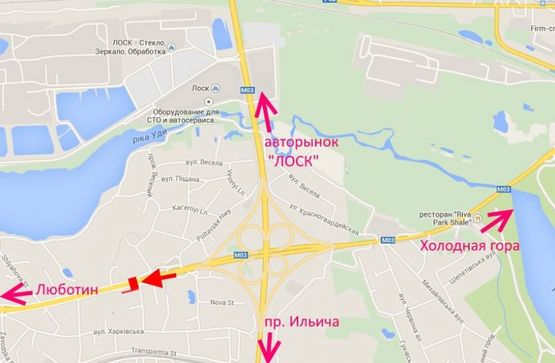 Схема рекламної площини за адресою Полтавский шлях-пер. Харьковский-за постом ГАИ-флажок№2,из центра