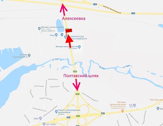 Схема рекламної площини за адресою Окружная возле въезда на авторынок "ЛОСК" 1  (низ), нижняя плоскость.