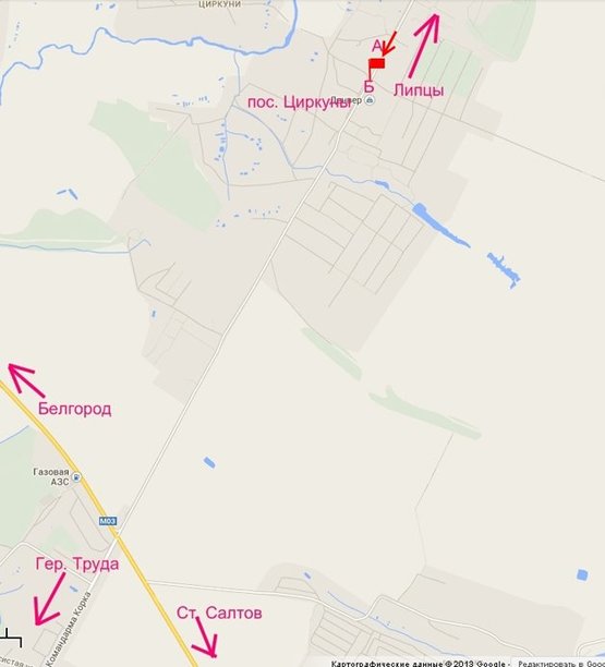 Схема рекламної площини за адресою Циркуны в центре поселка  (в ст. Харькова)