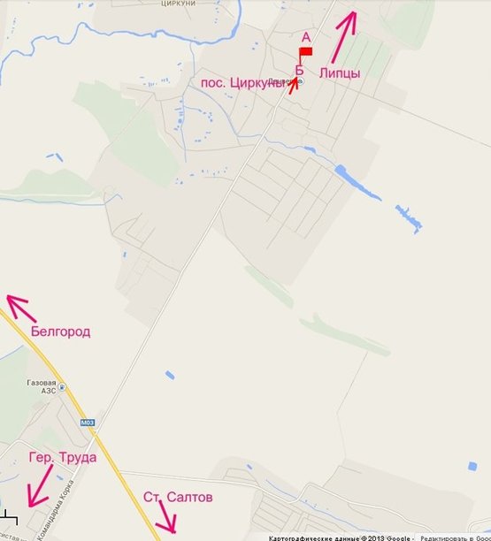 Схема рекламной плоскости по адресу Циркуны в центре поселка (в ст. Липц)