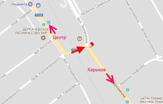 Схема рекламной плоскости по адресу Дергачи-ул. Железнодорожная-переезд  в ст. Харькова