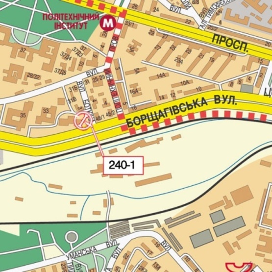 Схема рекламной плоскости по адресу Борщаговская ул./Боткина (на индустриальный мост) НТУ КПИ
