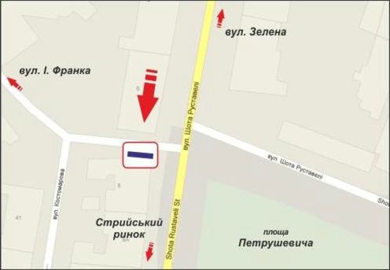 Схема рекламной плоскости по адресу Шота Руставелі, 8 вул.