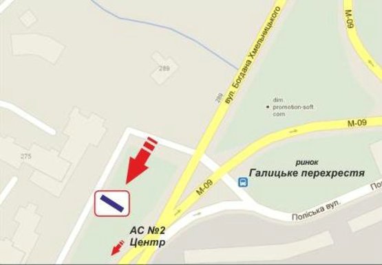 Схема рекламной плоскости по адресу Б.Хмельницького , 275 вул.