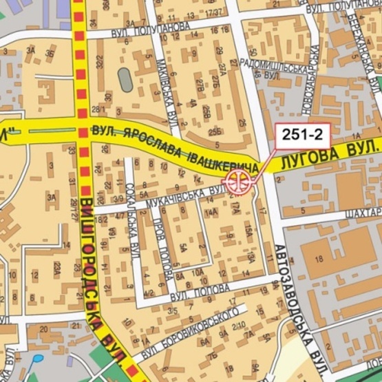 Схема рекламной плоскости по адресу Ивашкевича ул./ ул. Автозаводская (АЗС "ANP",Мото-планета,  автосалон "Hyundai", в направ. Виноградаря)