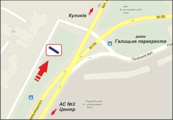 Схема рекламной плоскости по адресу Б.Хмельницького , 275 вул.