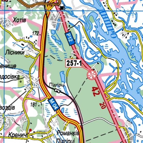 Схема рекламной плоскости по адресу Столичное шоссе/санаторий "Жовтень" выезд из города в сторону Обухова