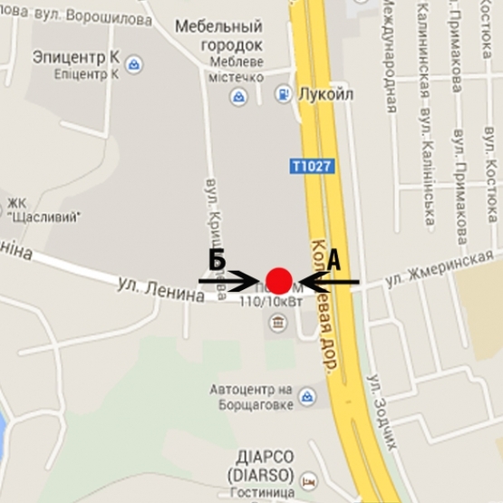 Схема рекламной плоскости по адресу ул. Б. Окружная / маг. "BILLA"  поворот на Петропавловскую Борщаговку