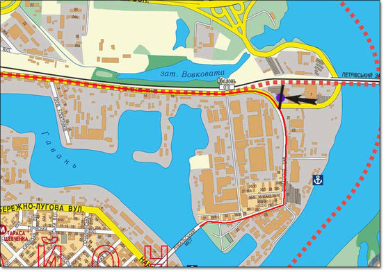 Схема рекламной плоскости по адресу ул.Электриков поворот  на концерн "Укрпроминвест"