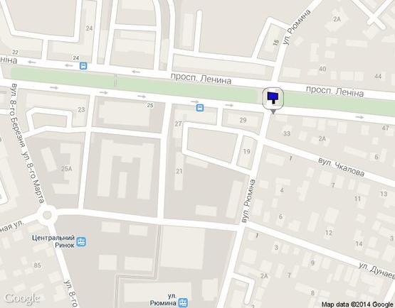 Схема рекламной плоскости по адресу пр. Леніна - вул. Рюміна (Центральный р-к)