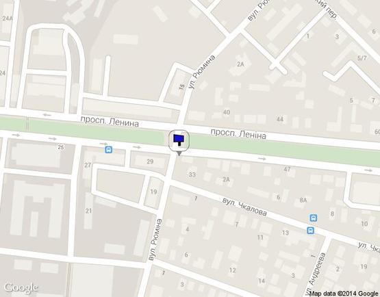 Схема рекламной плоскости по адресу пр. Леніна - вул. Рюміна (Центральный р-к)