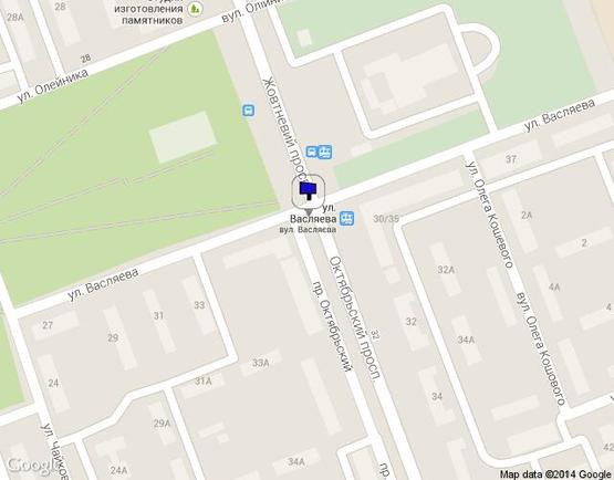 Схема рекламной плоскости по адресу пр. Жовтневий- вул. Васляєва