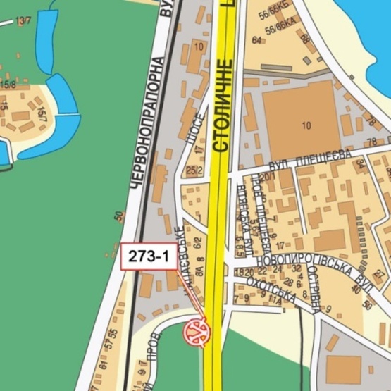 Схема рекламной плоскости по адресу Столичное шоссе, съезд с Чапаевского шоссе, АЗС "Укрнафта", направление из центра