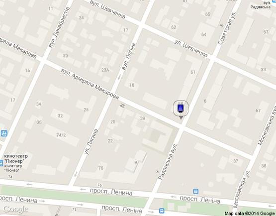 Схема рекламной плоскости по адресу вул. Радянська - вул. Адм. Макарова