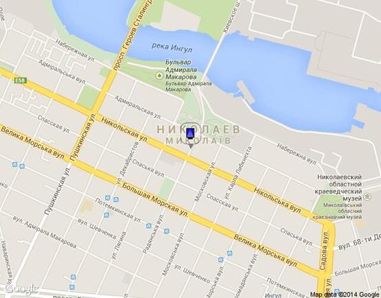 Схема рекламної площини за адресою вул. Радянська, між вул. Нікольською та вул. Адміральською