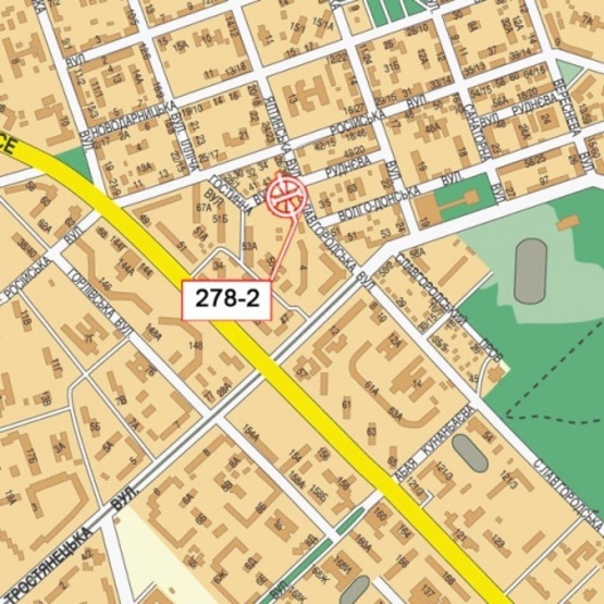 Схема рекламної площини за адресою Славгородская ул., 2/10 35м (УкрСиббанк) от ул. Руднева