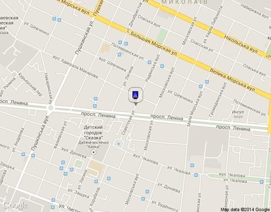 Схема рекламной плоскости по адресу вул. Радянська, між вул. Адм. Макарова та пр. Леніна