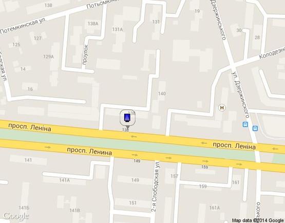 Схема рекламної площини за адресою пр. Леніна, 138 - вул. Дзержинського