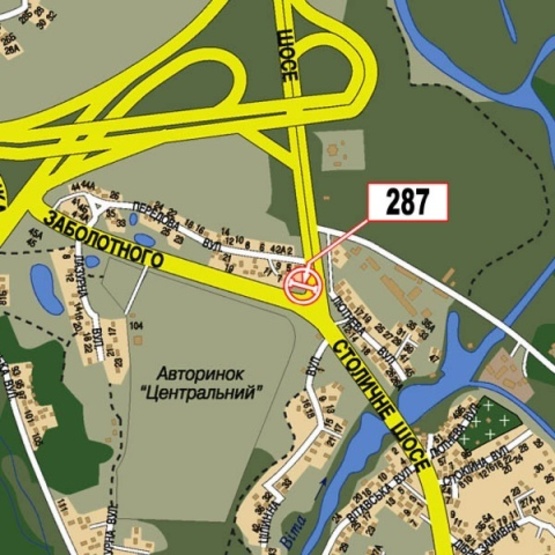 Схема рекламної площини за адресою Столичное шоссе - ул. Заболотного (на разделителе), АЗС "Shell", АЗС "УкрНафта", выезд из города