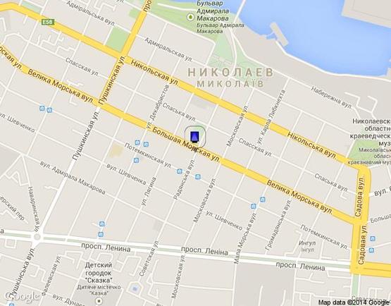 Схема рекламної площини за адресою вул. Радянська, між вул. Потьомкінською та вул. В. Морською