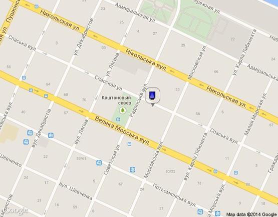 Схема рекламної площини за адресою вул. Спаська, між вул. радянською та вул. Московською