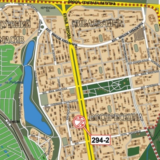 Схема рекламной плоскости по адресу Перова бул., 13 (маркет "Фора", Библиотека им. П.М.Буйка, магазин "MOYO", по направ. к просп. Ватутина)