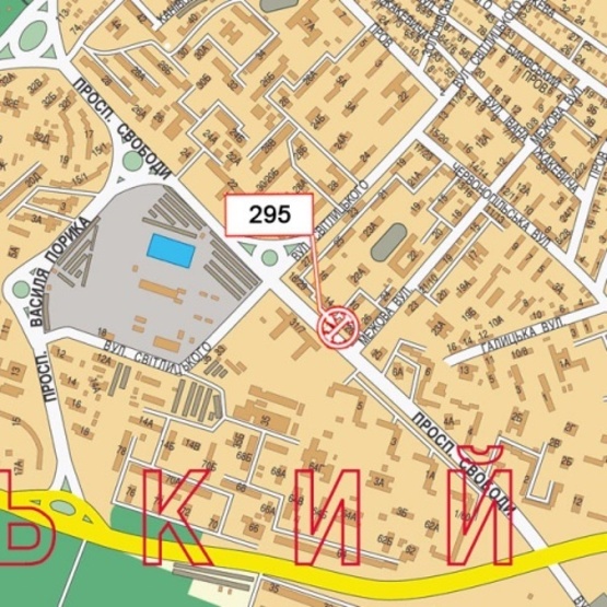 Схема рекламной плоскости по адресу Свободы просп., 8/28 (Центр иммунобиотехнологии, в направ. Прос. Правды)