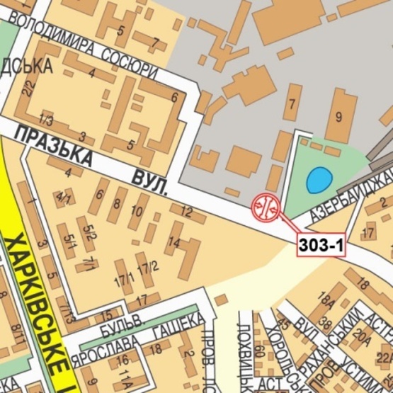 Схема рекламной плоскости по адресу Пражская ул., 12, (Парихмахеркая "Марафет",  АЗС "ОККО"),в направ. Дарницкой площади