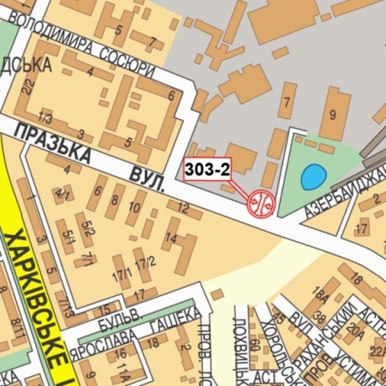 Схема рекламной плоскости по адресу Пражская ул., 12 (Парихмахеркая "Марафет",  АЗС "ОККО"), направ. из города