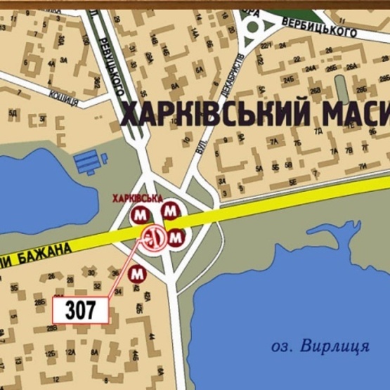 Схема рекламної площини за адресою Бажана Н. просп. (ст. м. Харьковская, McDonald's, рынок, направ. Бориспольское шоссе), бэклайт