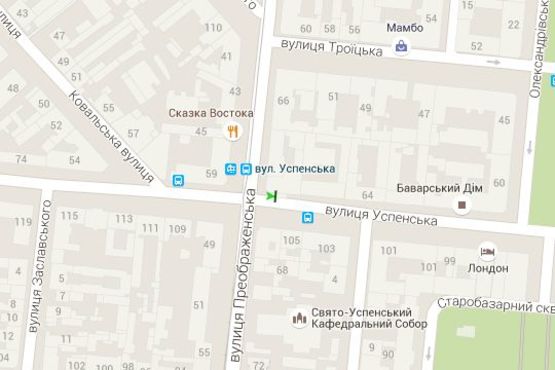 Схема рекламної площини за адресою Успенська вул. - Преображенська вул., 66