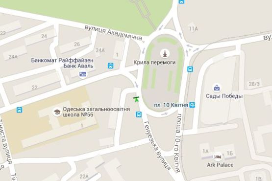 Схема рекламної площини за адресою Генуезська вул. - Черняховського вул. - 10 Квітня пл.