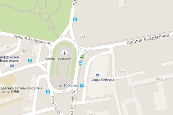 Схема рекламної площини за адресою 10 Квітня пл. - Генуезська вул. - Піонерська вул.