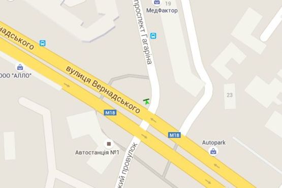 Схема рекламной плоскости по адресу Вернадського вул. - Гагаріна просп., (колона) (сторона А)