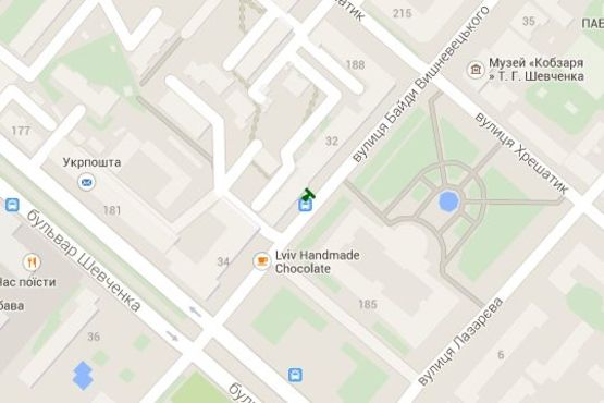 Схема рекламной плоскости по адресу Байди-Вишневецького вул., 32 (зупинка)