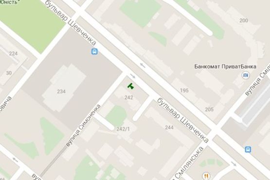 Схема рекламной плоскости по адресу Шевченка бульв., 242 - Симоненко вул.
