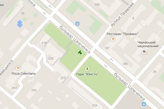 Схема рекламной плоскости по адресу Шевченка бульв. - Лазарєва вул. - Соборна пл.